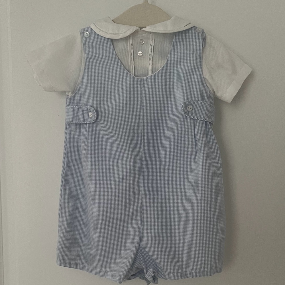 Petit Ami Blue and White Kids One Piece